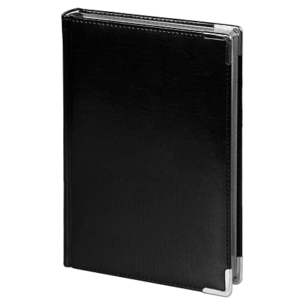 Ежедневник полудатированный Classic Pristine Silver А5 с с металлическими уголками в твердой обложке с поролоном