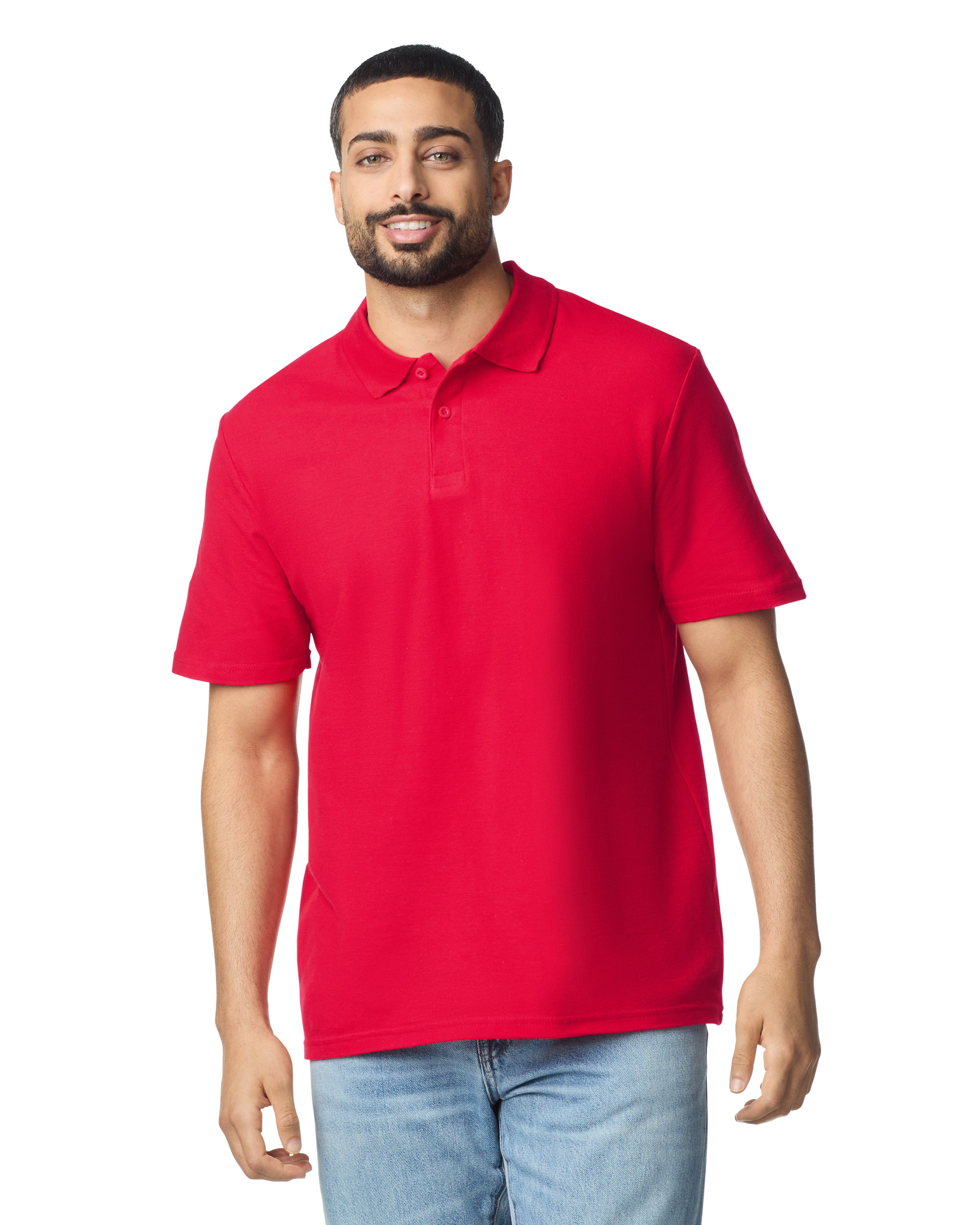 Футболка поло SOFTSTYLE ADULT DOUBLE PIQUE, ЧЕРНЫЙ 2XL — GI64800reS
