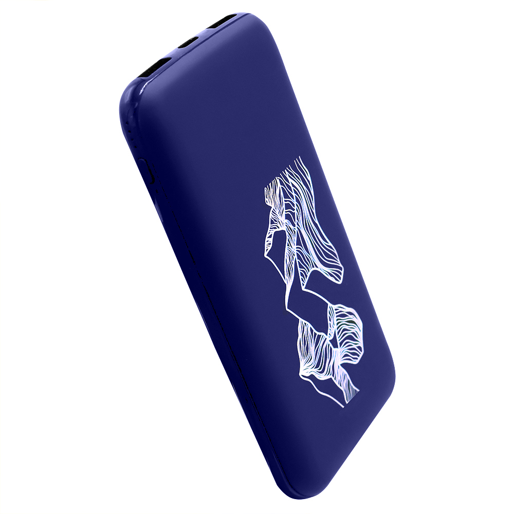 Внешний аккумулятор Kugo, 10000 mAh с подсветкой гравировки, черный — 2046.03