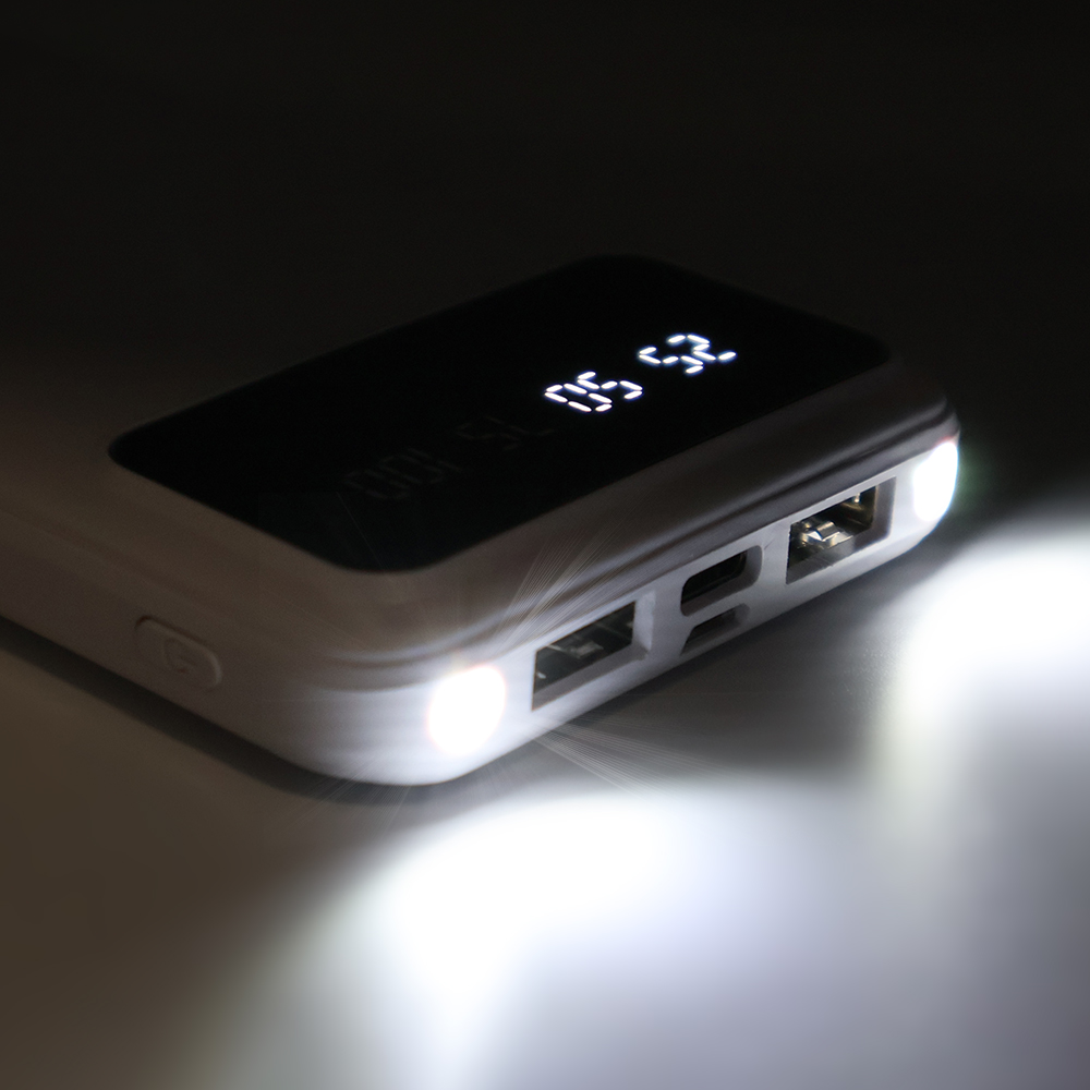 Внешний аккумулятор Dorado 10 000 mAh с фонариком, белый — 2037.01