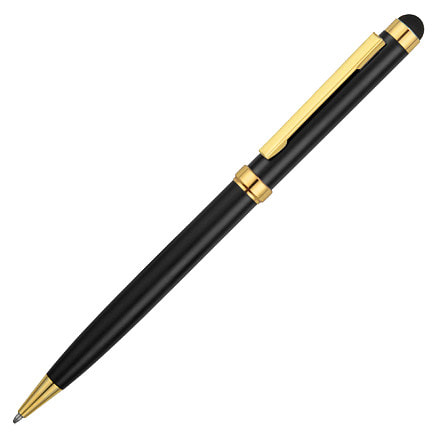 Ручка шариковая со стилусом Gold Soi, металлическая, белая/золотистая — 410910.03