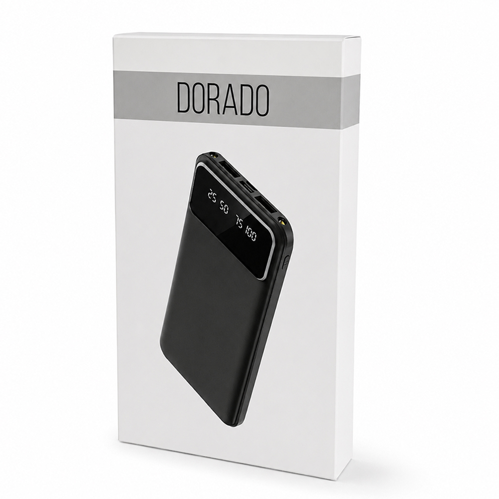 Внешний аккумулятор Dorado 10 000 mAh с фонариком, белый — 2037.02