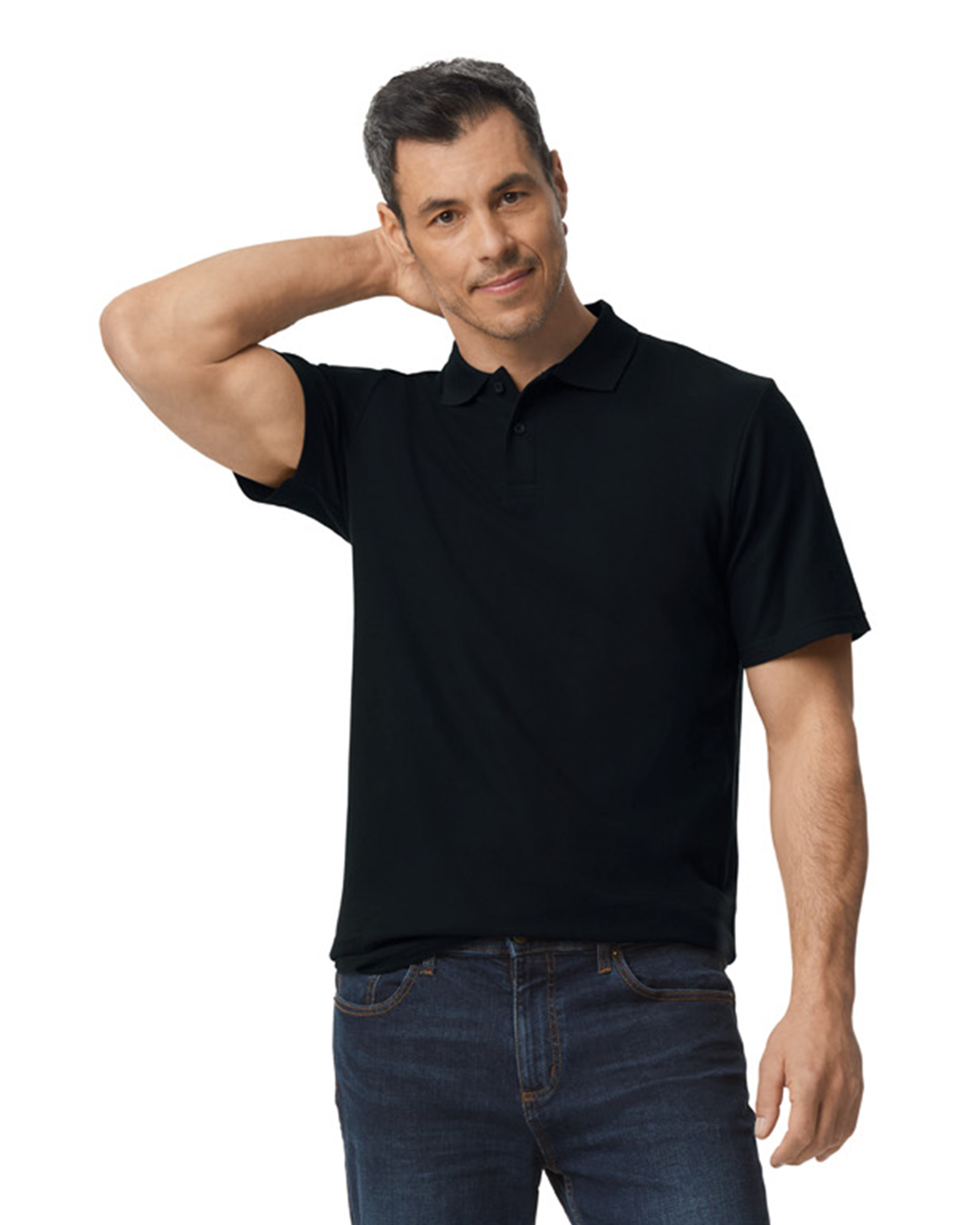 Футболка поло SOFTSTYLE ADULT DOUBLE PIQUE, ЧЕРНЫЙ 2XL — GI64800blS