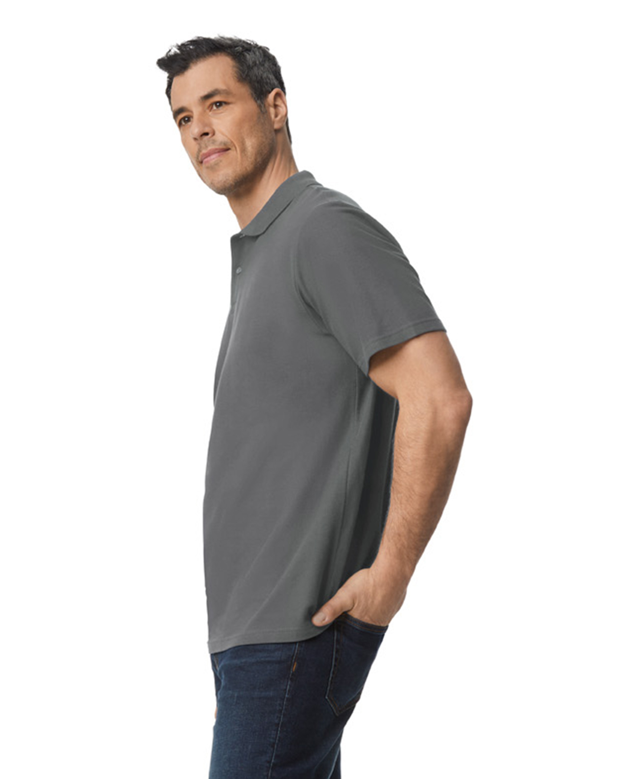 Футболка поло SOFTSTYLE ADULT DOUBLE PIQUE, ЧЕРНЫЙ 2XL — GI64800chS
