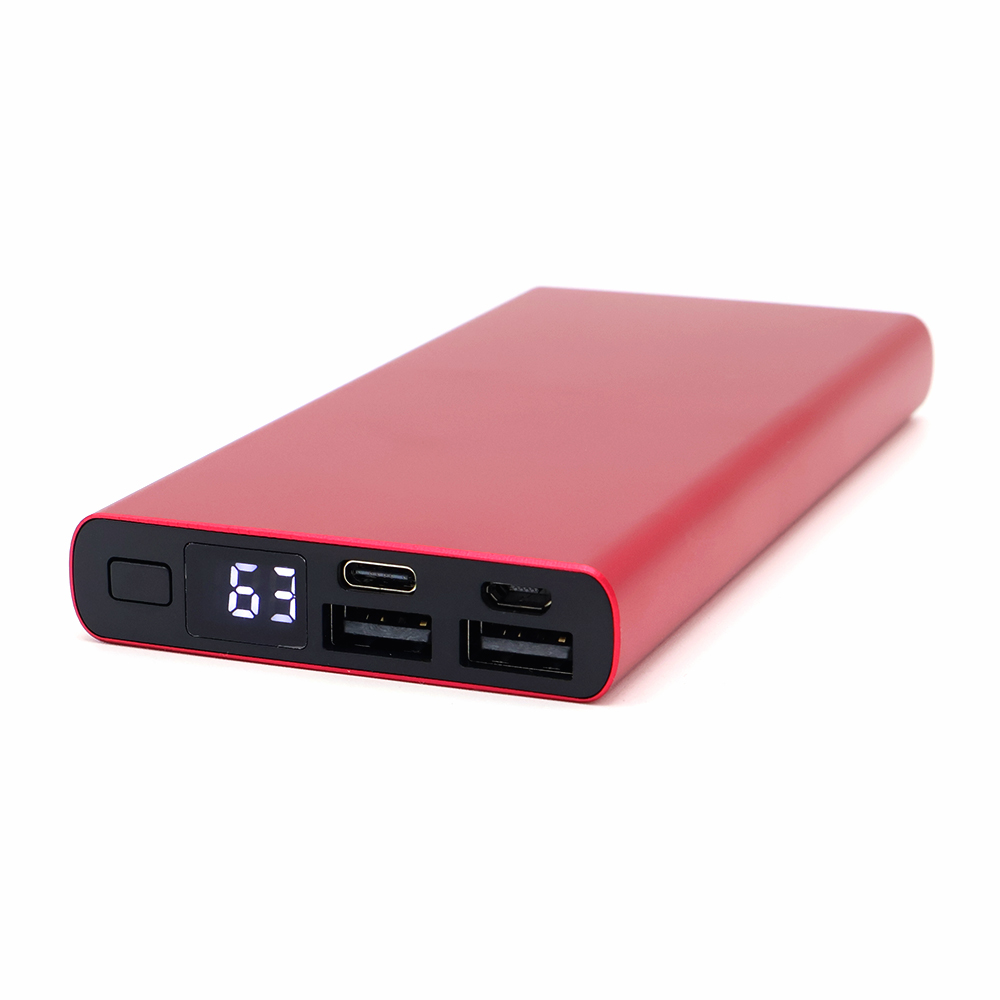 Внешний аккумулятор Höginn в металлическом корпусе, 10000mAh, красный.