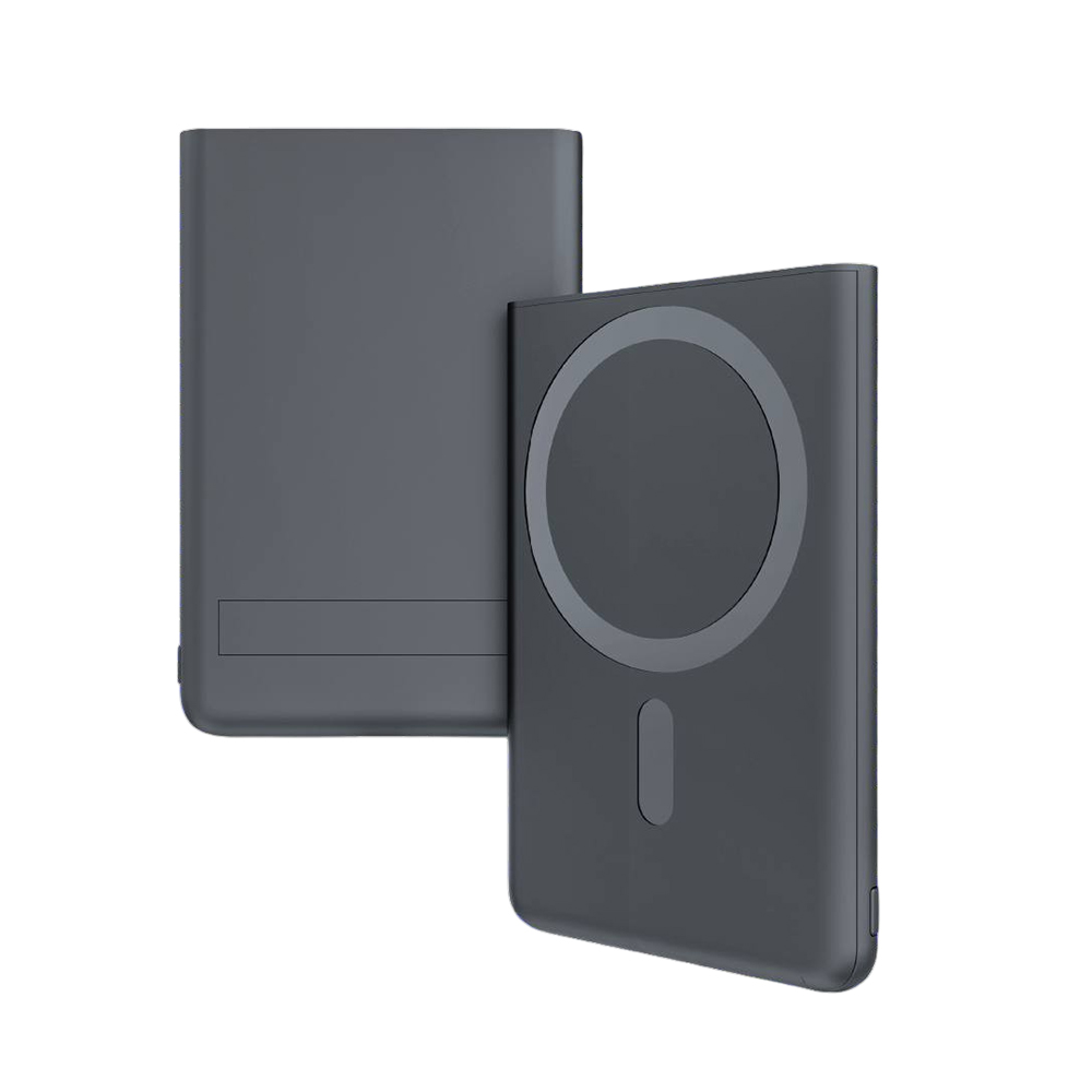 Магнитный внешний аккумулятор Slims с беспроводной зарядкой (15W), 5000 Mah, белый — 2064.02