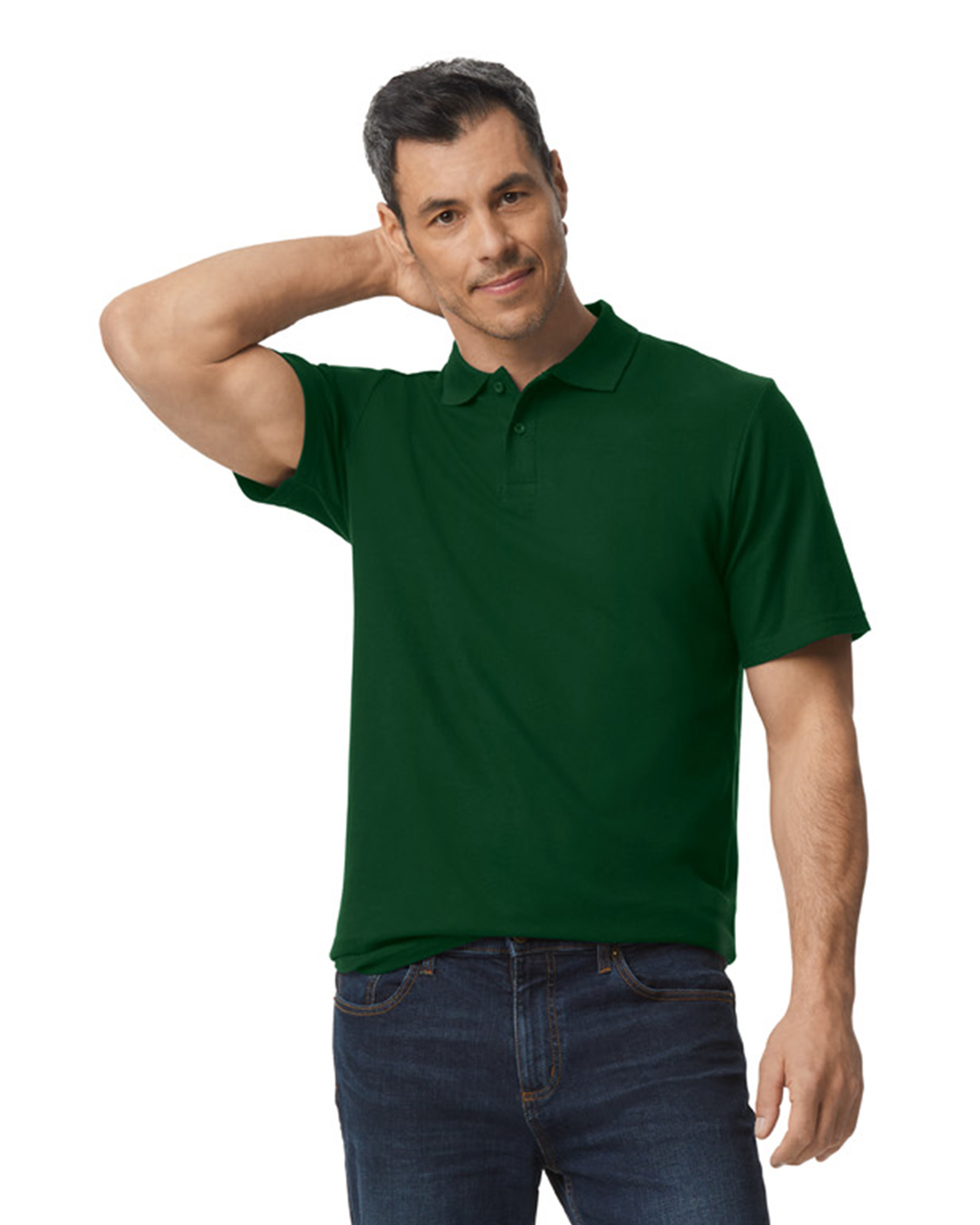Футболка поло SOFTSTYLE ADULT DOUBLE PIQUE, ЧЕРНЫЙ 2XL — GI64800foS