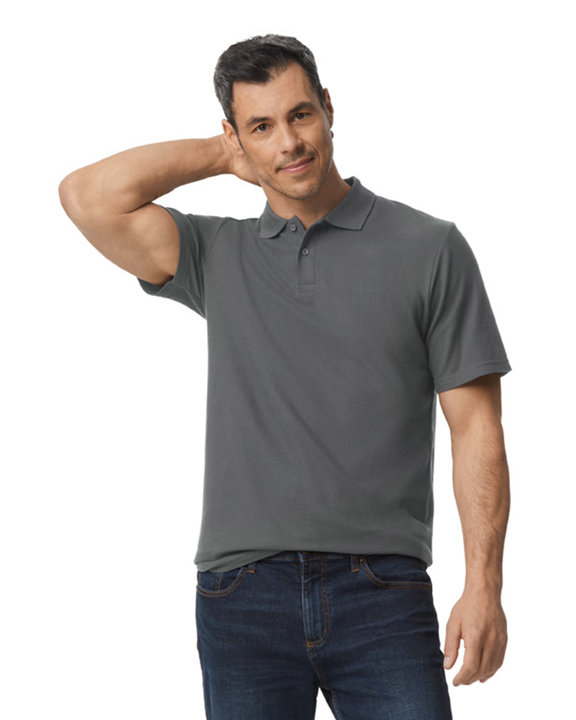 Футболка поло SOFTSTYLE ADULT DOUBLE PIQUE, ЧЕРНЫЙ 2XL — GI64800chS