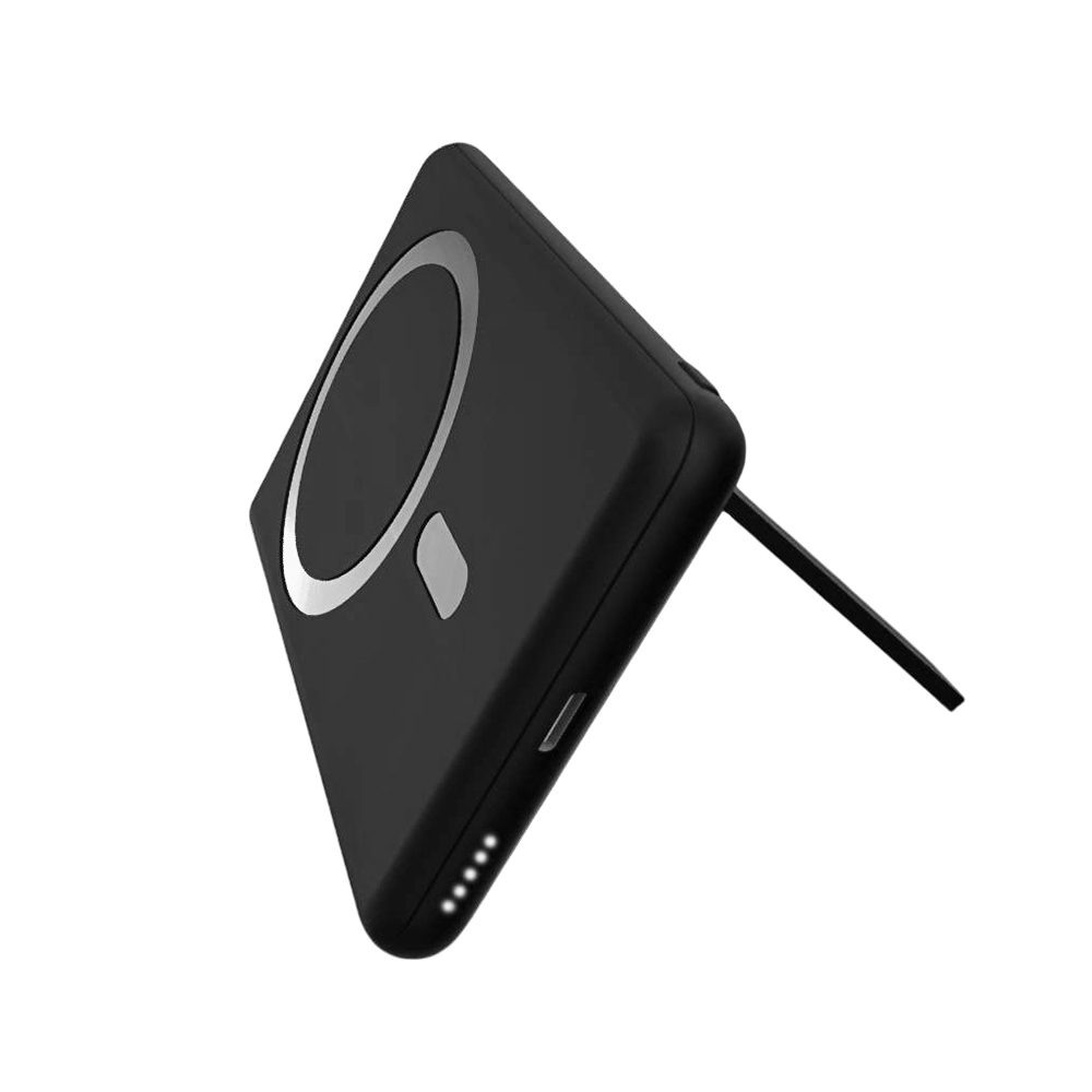 Магнитный внешний аккумулятор Slims с беспроводной зарядкой (15W), 5000 Mah, белый — 2064.02