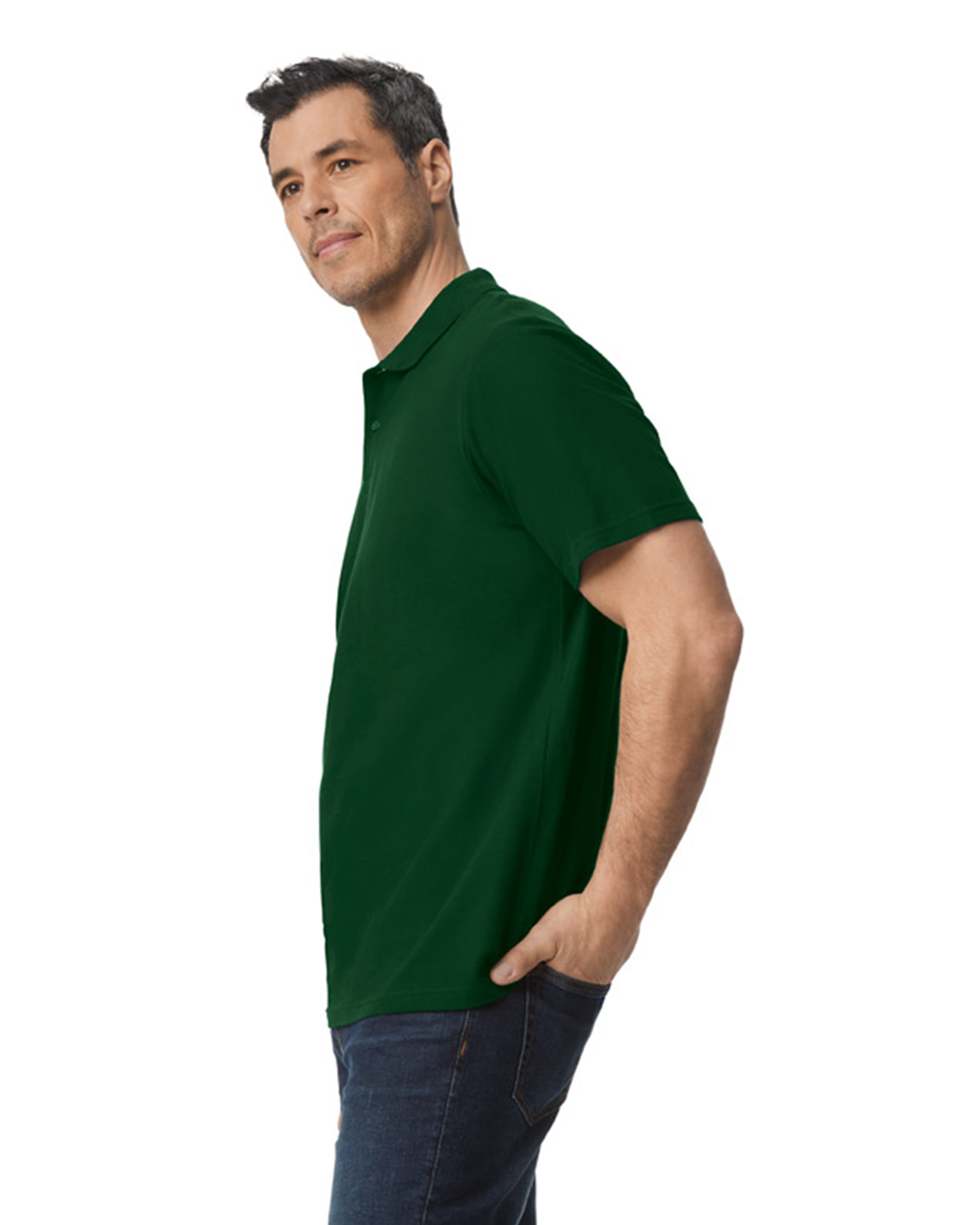 Футболка поло SOFTSTYLE ADULT DOUBLE PIQUE, ЧЕРНЫЙ 2XL — GI64800foS