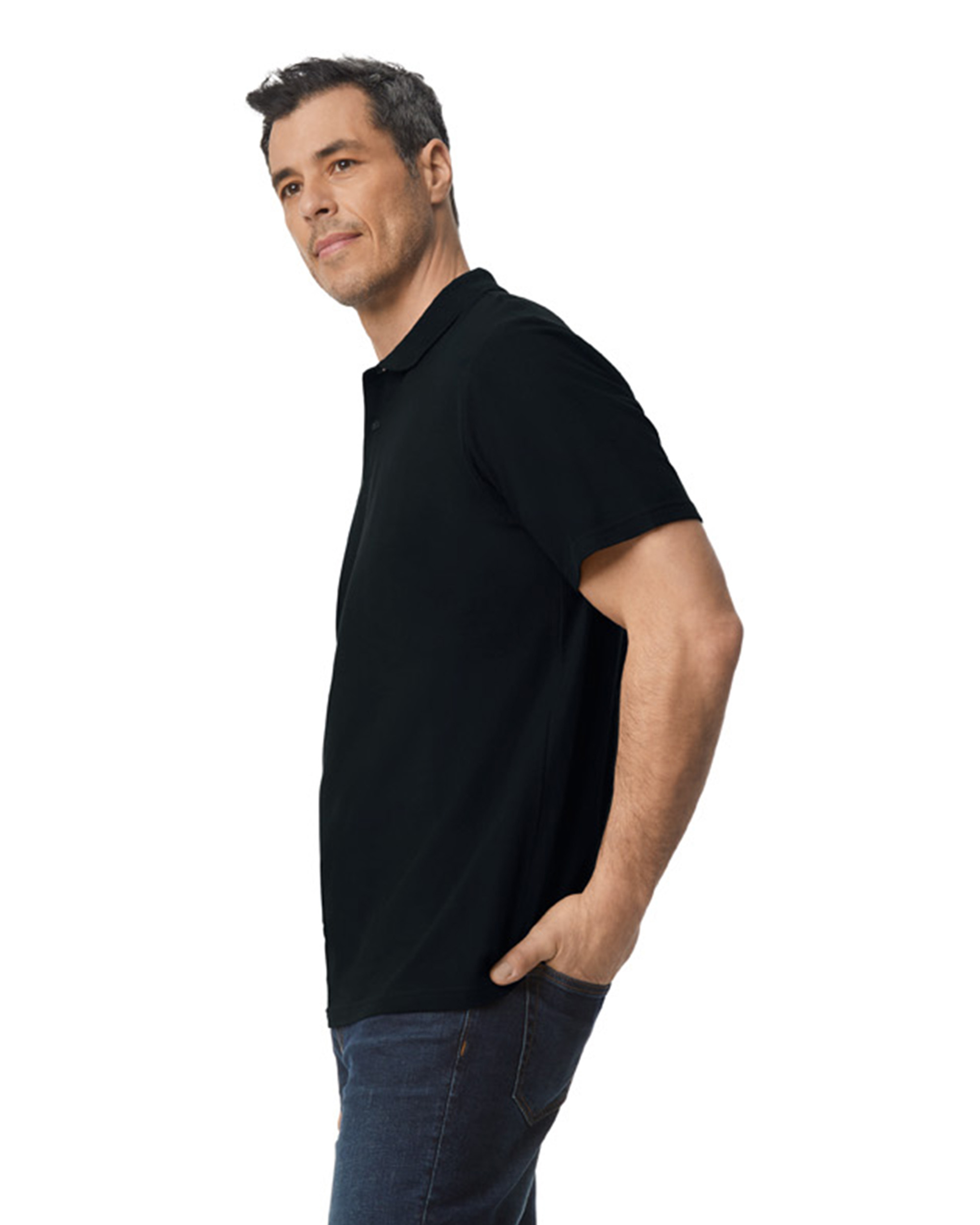 Футболка поло SOFTSTYLE ADULT DOUBLE PIQUE, ЧЕРНЫЙ 2XL — GI64800blS