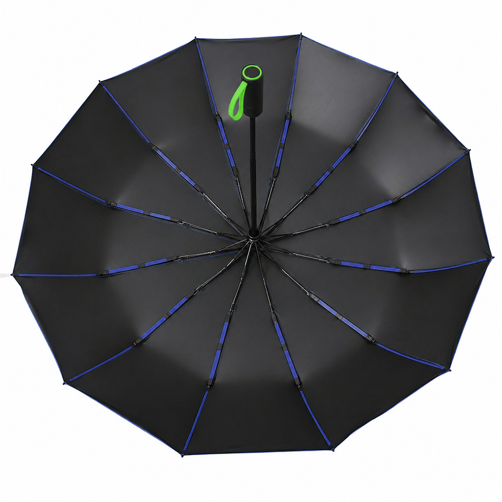 Кастомизированный автоматический складной зонт Altor, синий/зелёный