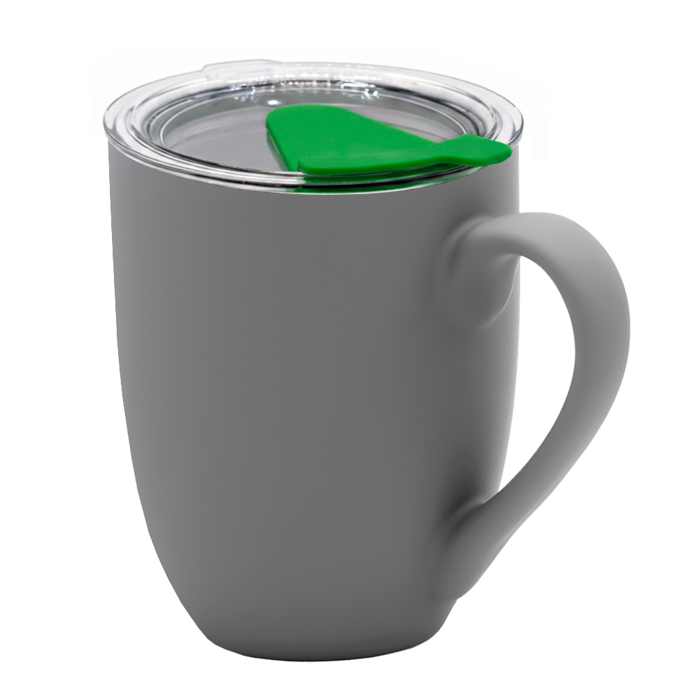 Кружка с крышкой Velvet Duo софт-тач тёмно/зелёная - фото 1
