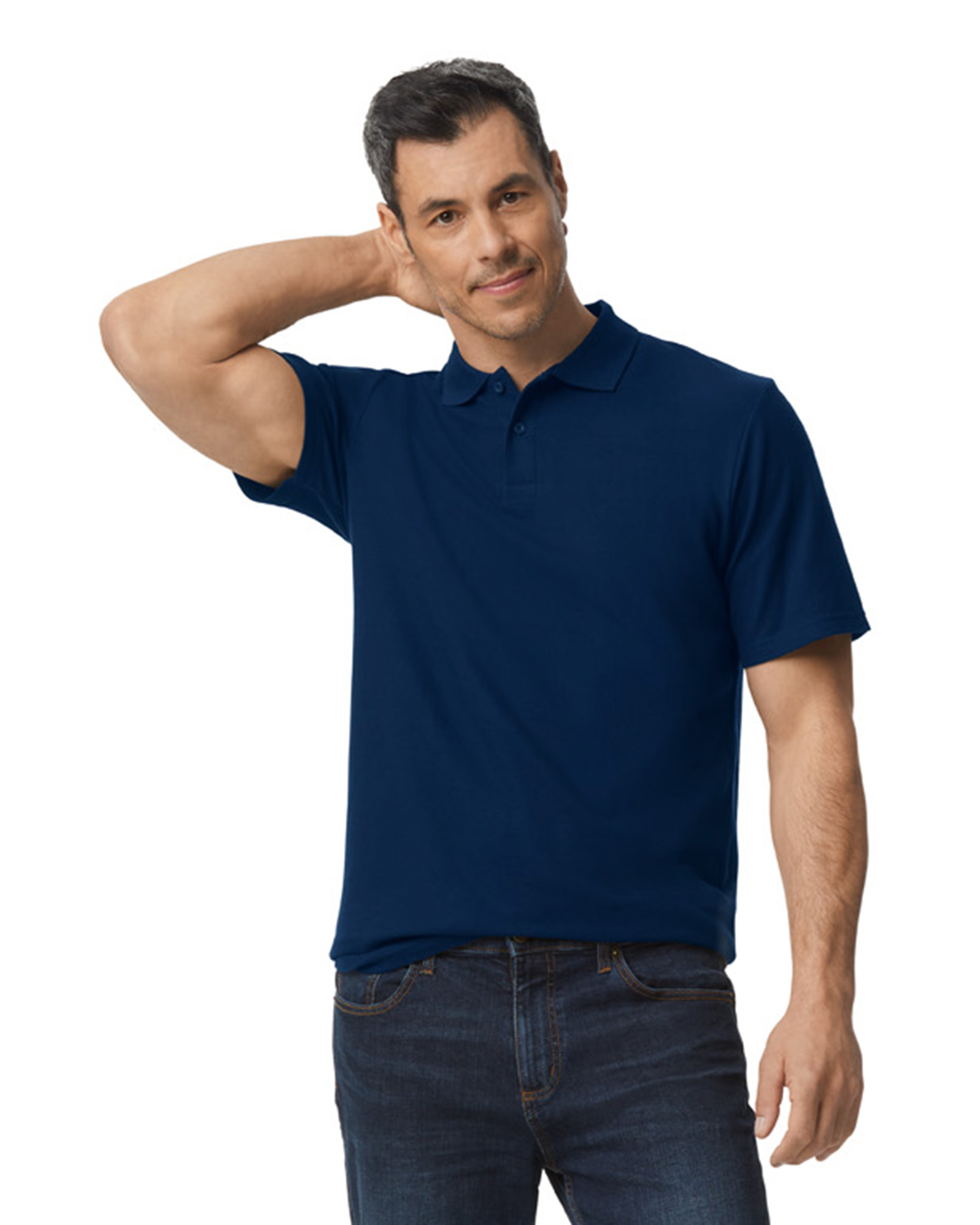 Футболка поло SOFTSTYLE ADULT DOUBLE PIQUE, ЧЕРНЫЙ 2XL — GI64800nvS