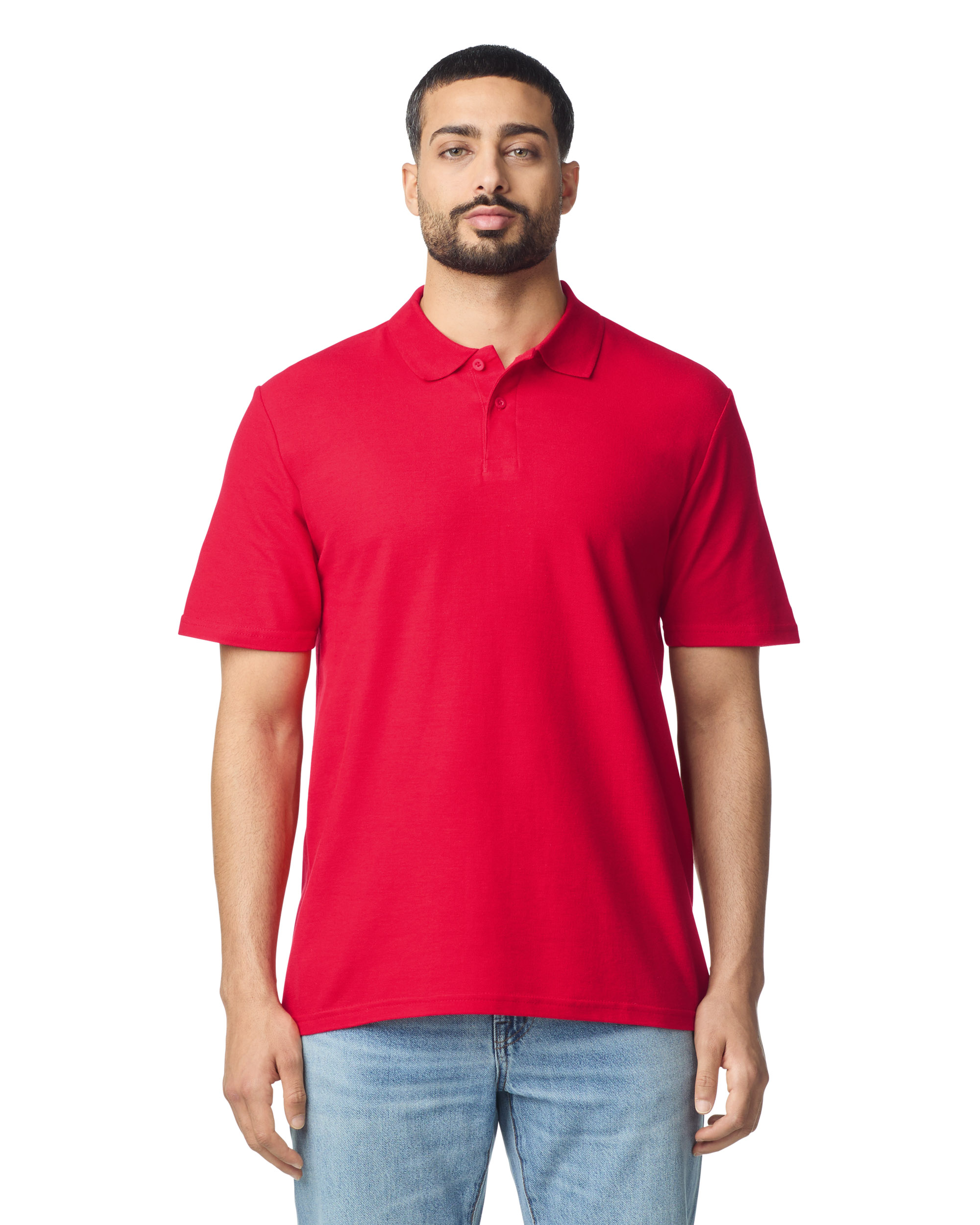 Футболка поло SOFTSTYLE ADULT DOUBLE PIQUE, ЧЕРНЫЙ 2XL — GI64800reS