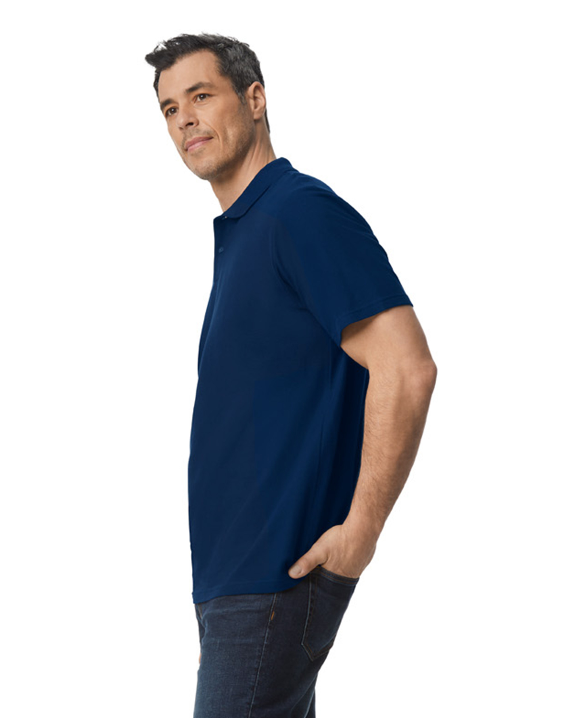 Футболка поло SOFTSTYLE ADULT DOUBLE PIQUE, ЧЕРНЫЙ 2XL — GI64800nvS