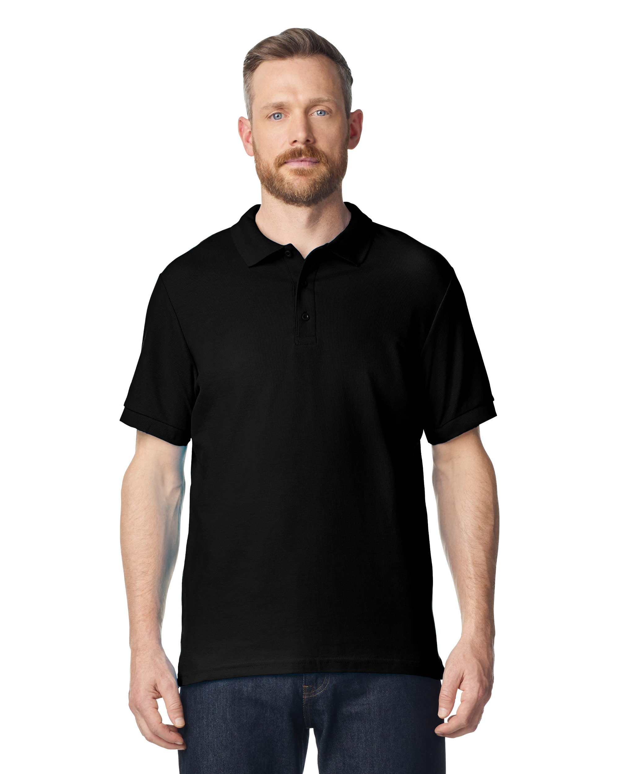 Футболка поло PREMIUM COTTON ADULT DOUBLE PIQUE, ЧЕРНЫЙ 2XL — GI85800blS