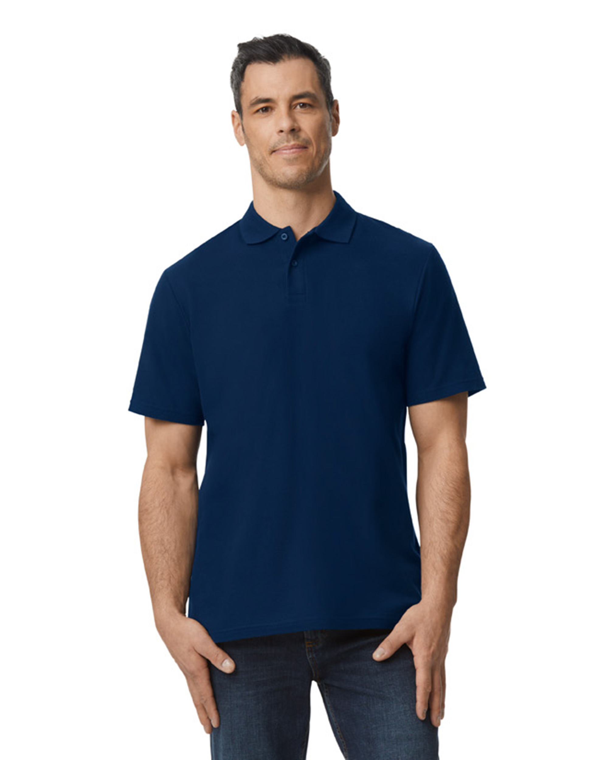 Футболка поло SOFTSTYLE ADULT DOUBLE PIQUE, ЧЕРНЫЙ 2XL — GI64800nvS