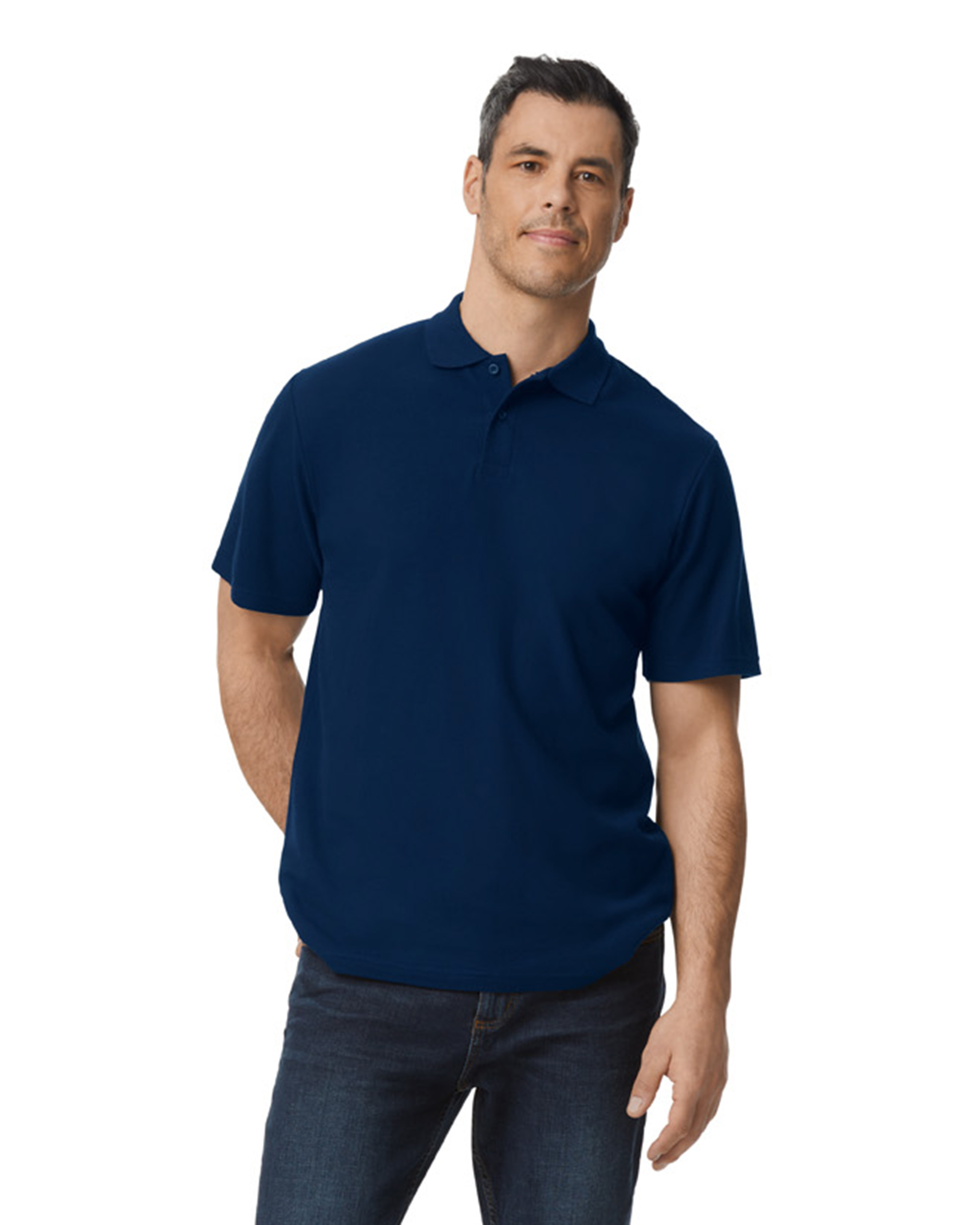 Футболка поло SOFTSTYLE ADULT DOUBLE PIQUE, ЧЕРНЫЙ 2XL — GI64800nvS