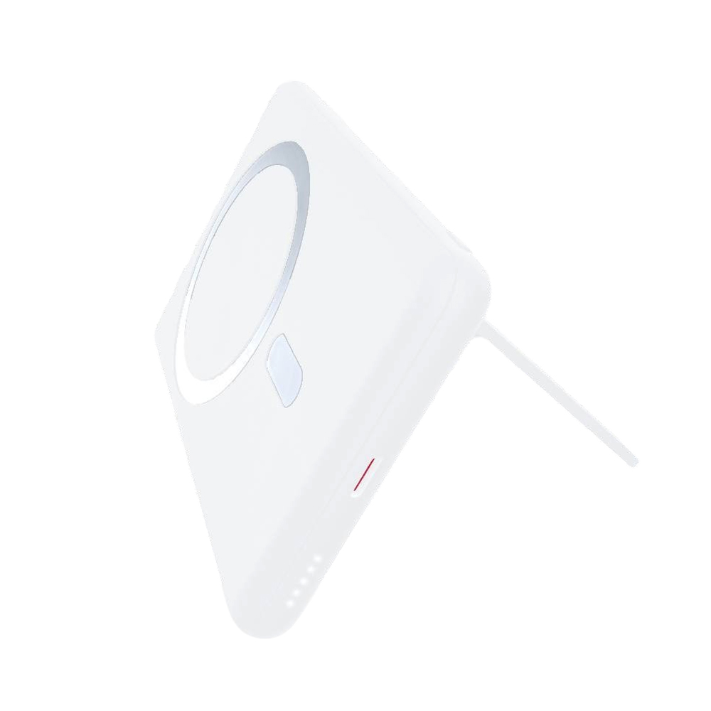 Магнитный внешний аккумулятор Slims с беспроводной зарядкой (15W), 5000 Mah, белый — 2064.01