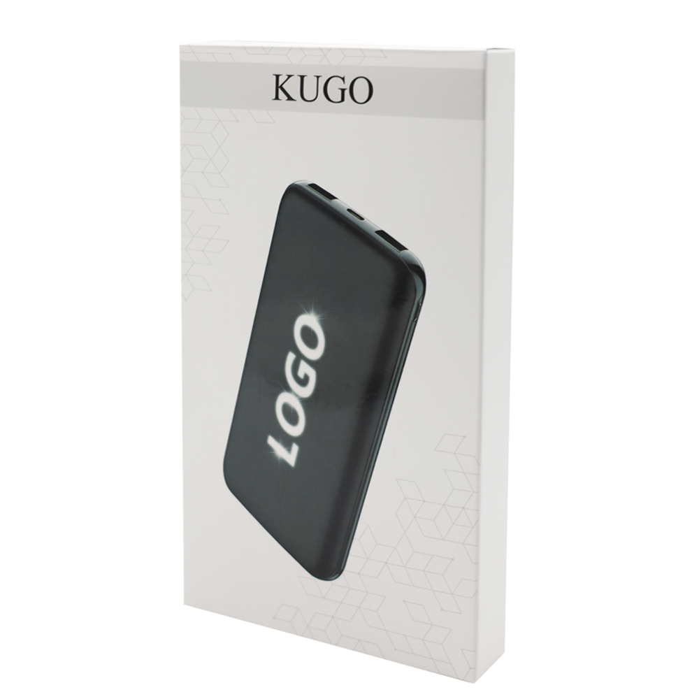 Внешний аккумулятор Kugo, 10000 mAh с подсветкой гравировки, черный — 2046.02