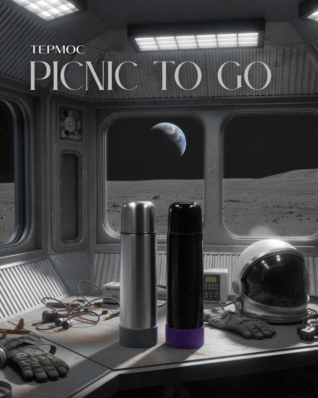 Термос Picnic Silver To Go, серебристый/белый — 5005.09.10