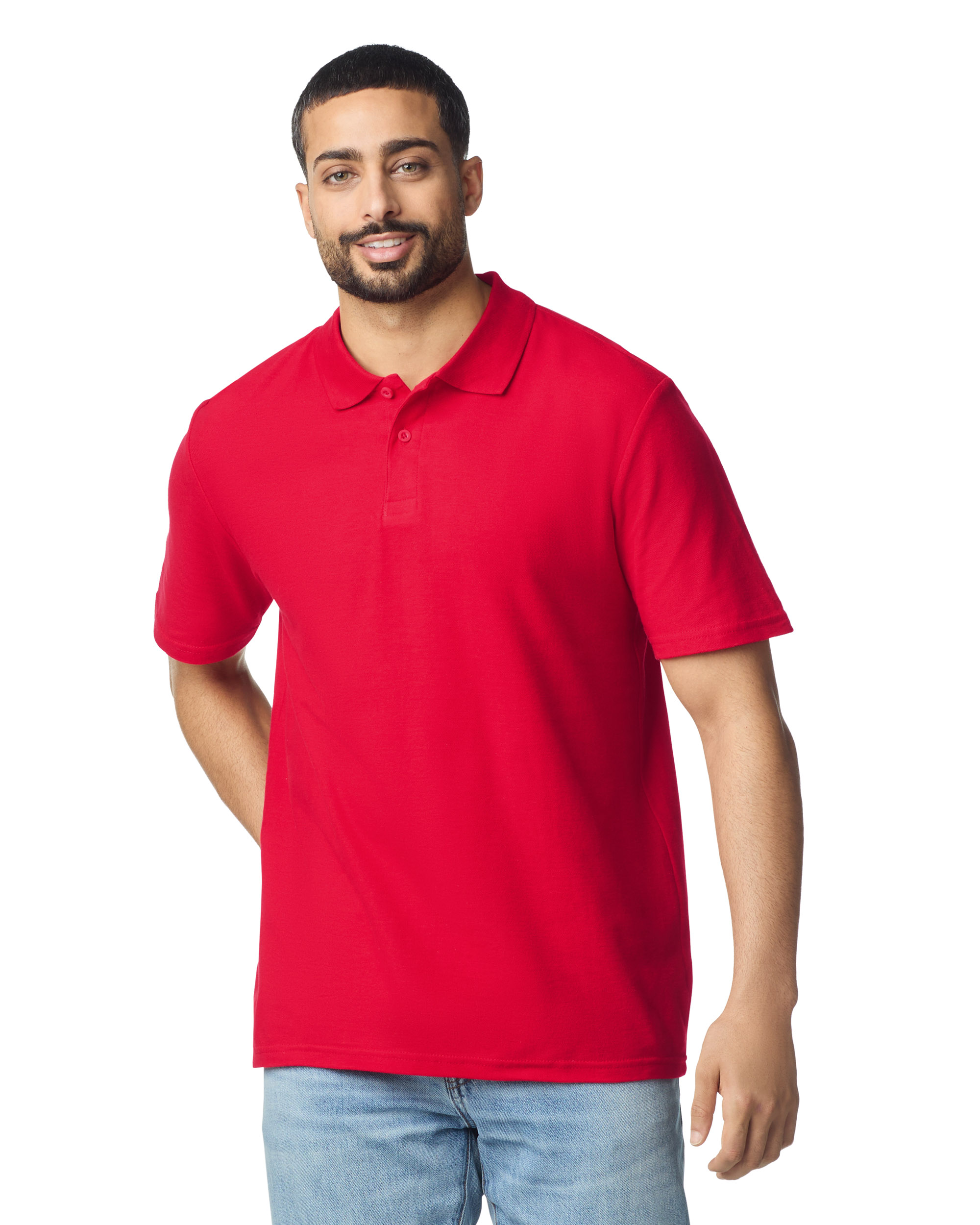 Футболка поло SOFTSTYLE ADULT DOUBLE PIQUE, ЧЕРНЫЙ 2XL — GI64800reS