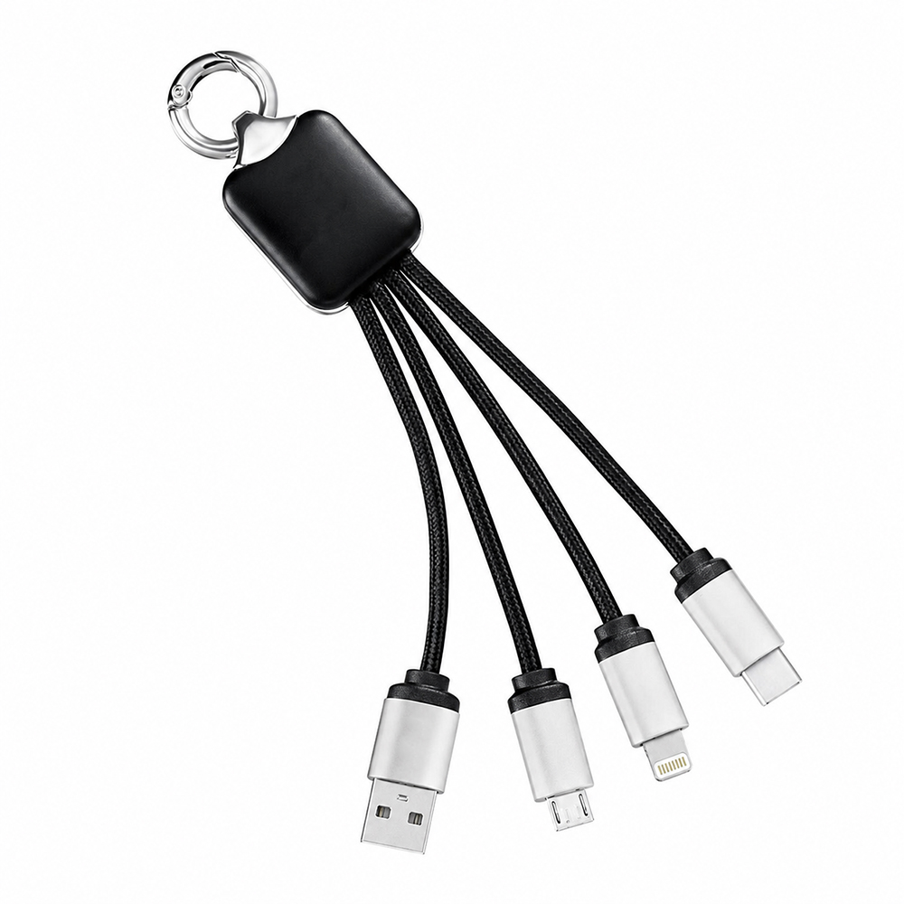 Кабель - брелок Plug с подсветкой гравировки, черный — 64002.02