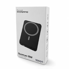 Магнитный внешний аккумулятор Quantum с беспроводной зарядкой (15W), 10000 Mah