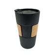 Кружка керамическая с деревянной манжетой Nexus, чёрная