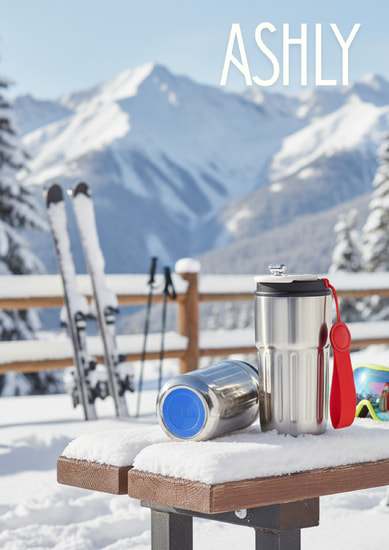 Термокружка Ashly To Go, серебристая/красная/синяя