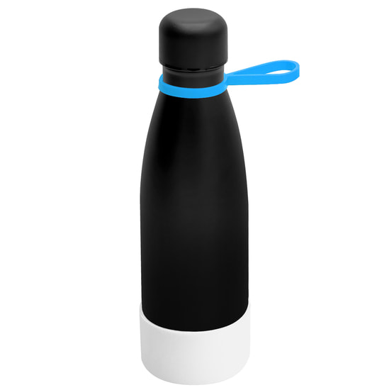 Термобутылка герметичная вакуумная Olivia To Go, чёрный/голубой/белый