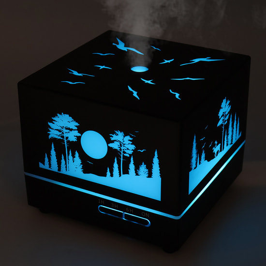 Светодиодный увлажнитель Wisdom с подсветкой гравировки, черный