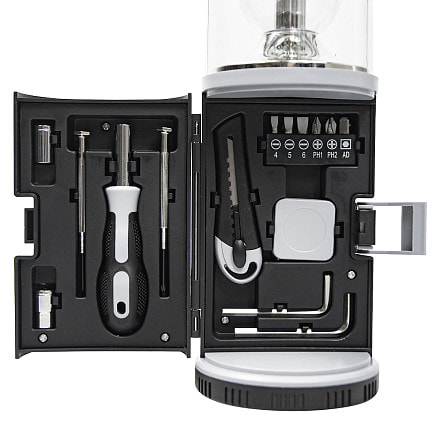 Набор инструментов Tools lantern cо встроенной лампой, 15 инструментов, черный, в пластиковом футляре