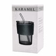 Стакан стеклянный с трубочкой и капхолдером Karamel, зелёный