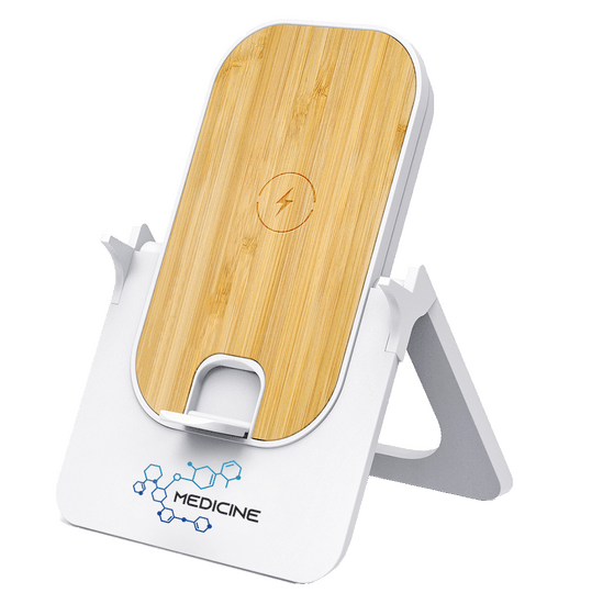 Беспроводное зарядное устройство Bambooco 15W, белый с бамбуковым