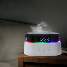 Светодиодный USB увлажнитель-ароматизатор Brava с часами с RGB подсветкой, белый