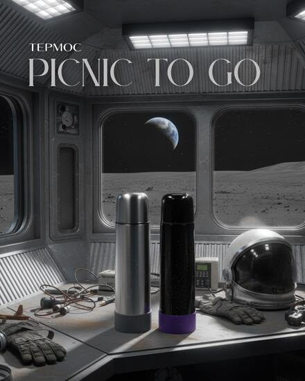 Термос Picnic Bright To Go, чёрный/фиолетовый