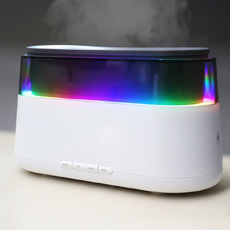 Светодиодный USB увлажнитель-ароматизатор Brava с часами с RGB подсветкой, белый