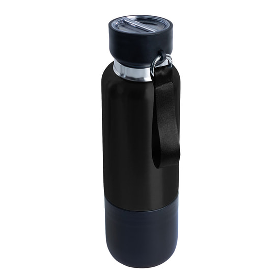 Термос Hike c ланьярдом и манжетой, чёрный