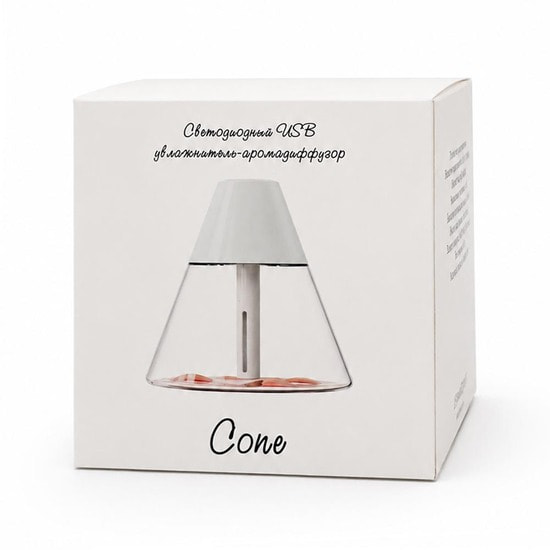 Светодиодный USB увлажнитель-аромадиффузор Cone, белый