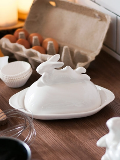 Маслёнка с кроликом, 380 мл, Белый