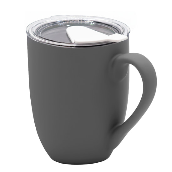 Кружка с крышкой Velvet Duo, софт-тач, тёмно-серая/белая