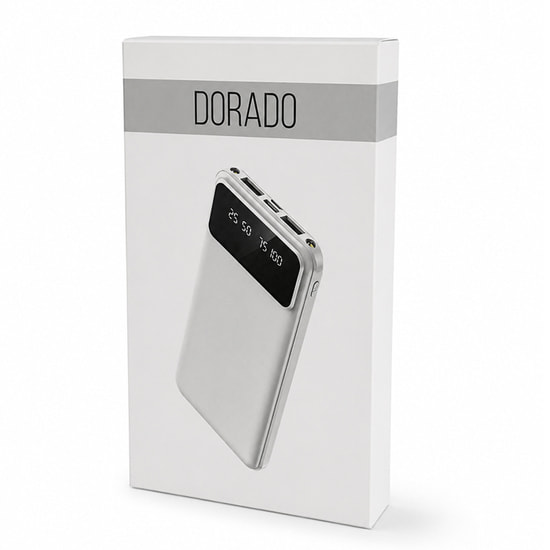 Внешний аккумулятор Dorado 10 000 mAh с фонариком, белый