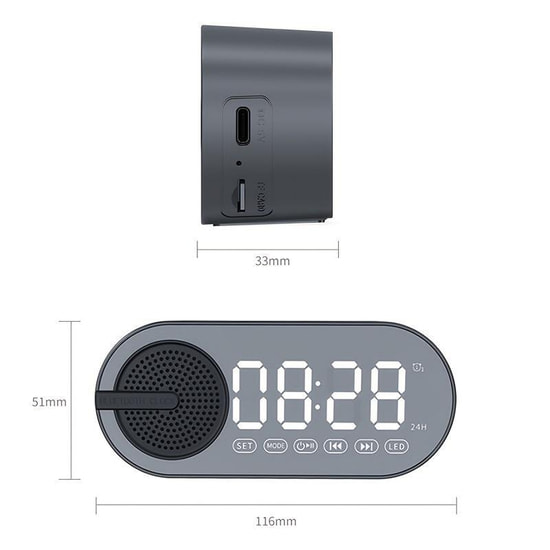 Колонка беспроводная MyTone Sound Clock c часами, черная