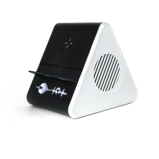 Колонка Dorn с беспроводной зарядкой и подсветкой гравировки, черный