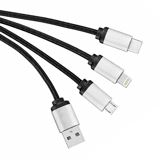 Кабель - брелок Plug с подсветкой гравировки, черный